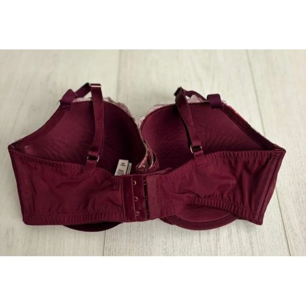 Victoria's Secret Dream Angels Lined Demi Bra Sz‎ 36DD Burgundy Embroidered